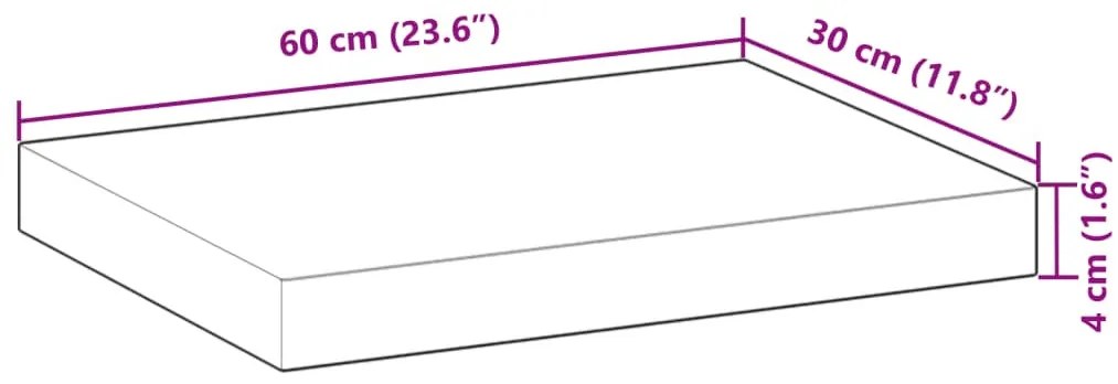 olajbevonatú tömör akácfa függőpolc 60 x 30 x 4 cm