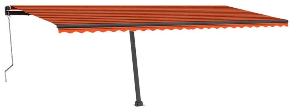 narancssárga-barna szélérzékelős és LED-es napellenző 600x300cm