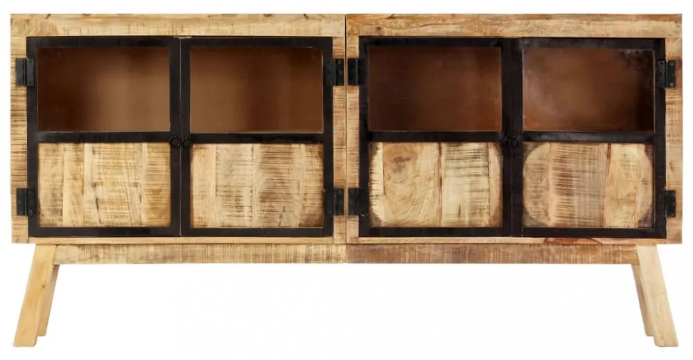 barna-fekete tömör nyers mangófa tálalószekrény 160x30x80 cm