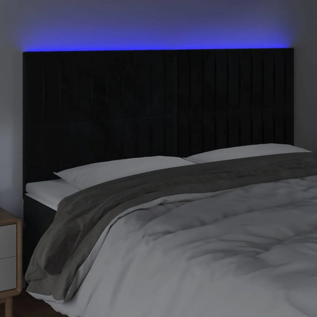 fekete bársony LED-es fejtámla 200x5x118/128 cm