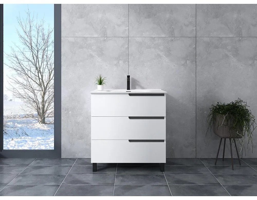 Torino White fürdőszoba szekrény mosdóval 80cm