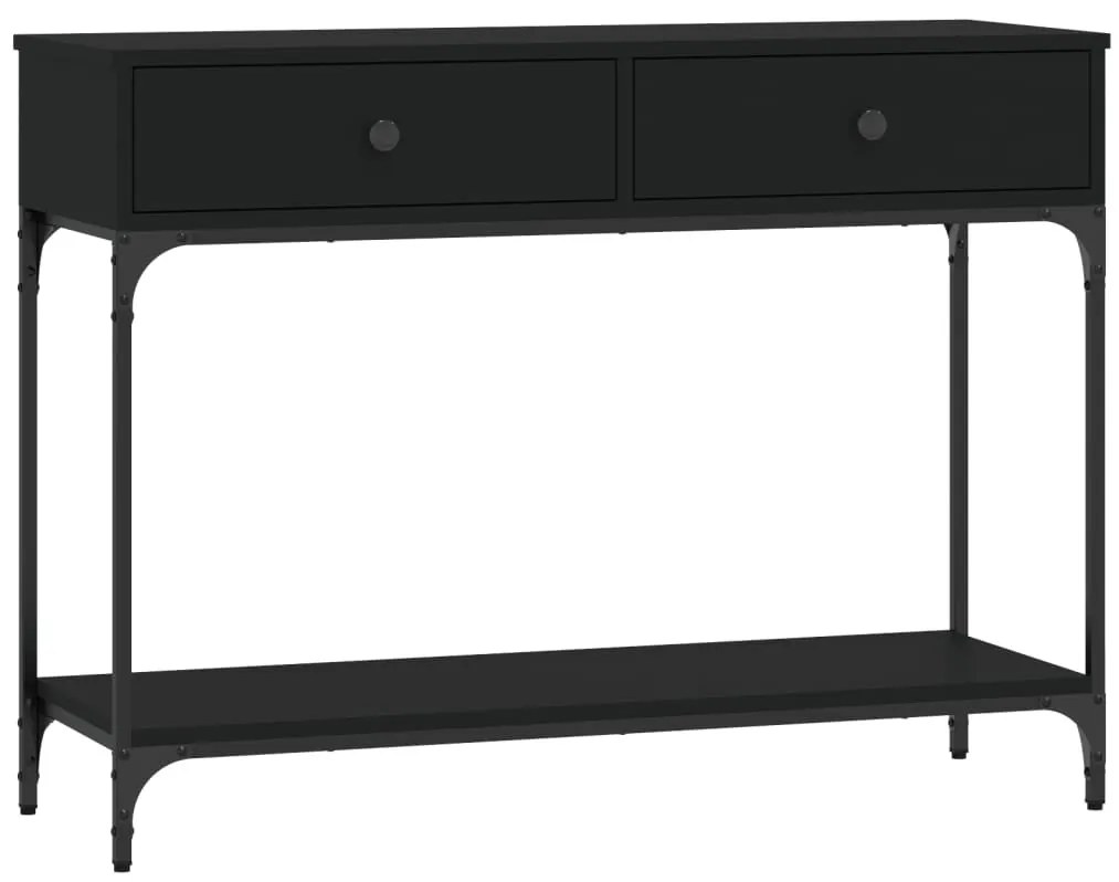fekete szerelt fa tálalóasztal 100 x 34,5 x 75 cm