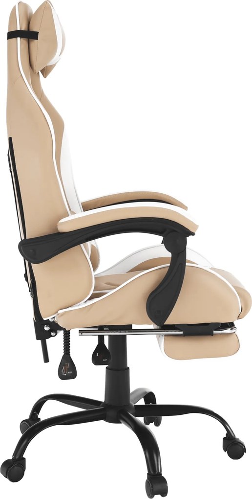 Irodai/gamer fotel, fekete/fehér/bézs, OZGE 2 NEW