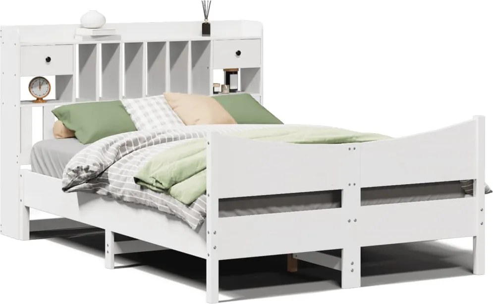 vidaXL fehér tömör fenyőfa ágy matrac nélkül 150 x 200 cm