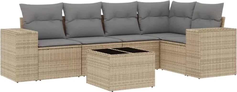 vidaXL 6 részes bézs polyrattan kerti ülőgarnitúra párnával