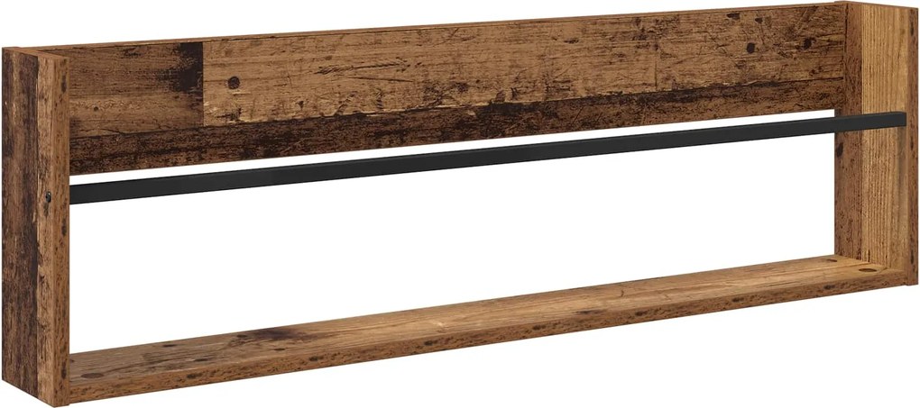 vidaXL Magazin állvány polcokkal Öreg fa 100 x 12 x 30 cm Faanyag