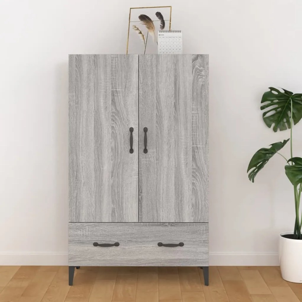 szürke sonoma színű szerelt fa magasszekrény 70 x 31 x 115 cm