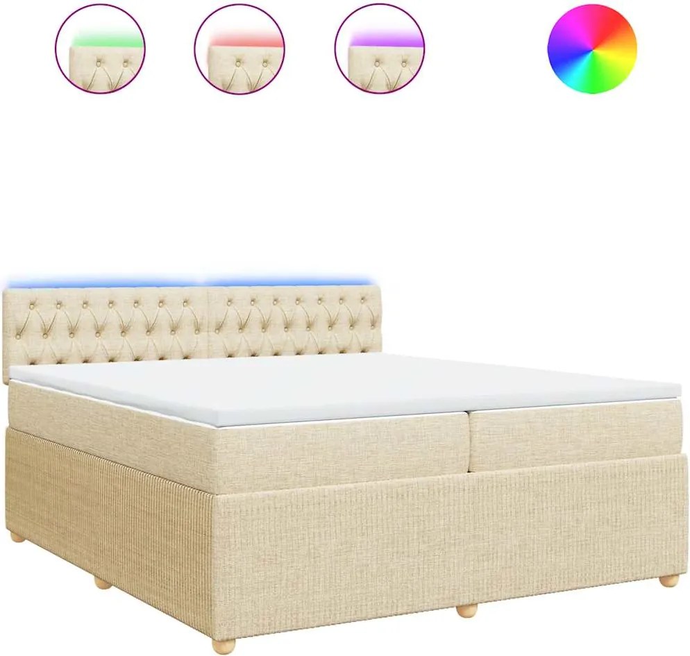 vidaXL krémszínű szövet rugós ágy matraccal 200 x 200 cm