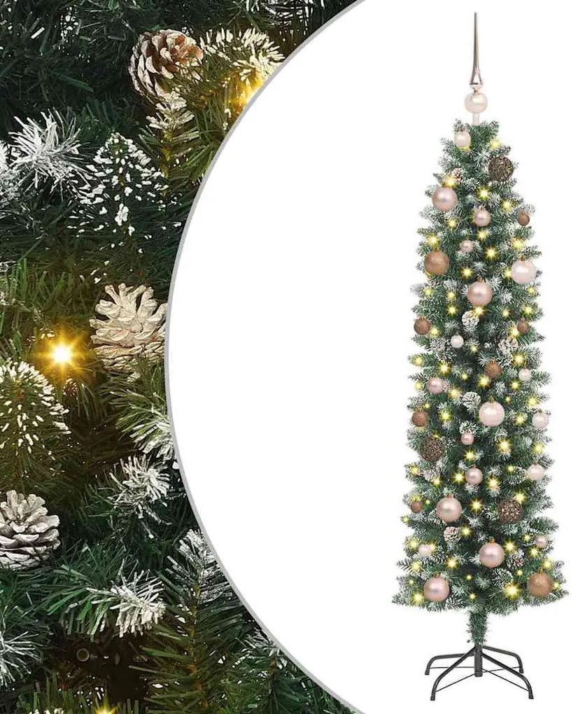 Mű Karcsú Karácsonyi Fa LED -es lámpákkal Zöld 150 cm