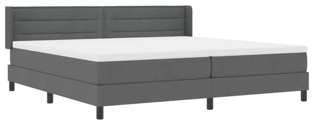Boxspring ágy matraccal sötétszürkében, 200 x 200 cm, szövet