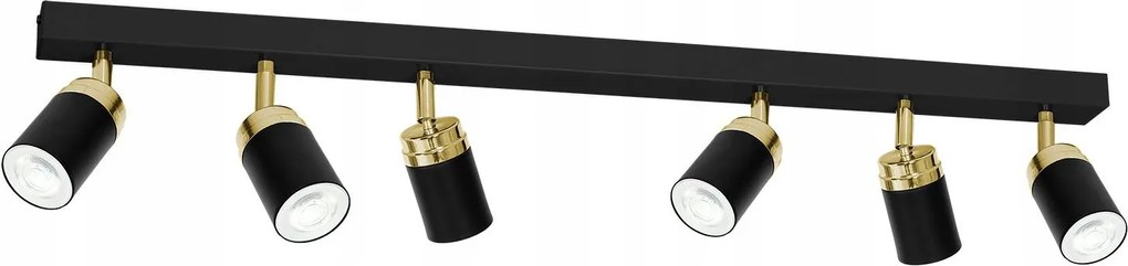 Plafon Fekete GU10 Mennyezeti Hálószoba Cső 6X Spot