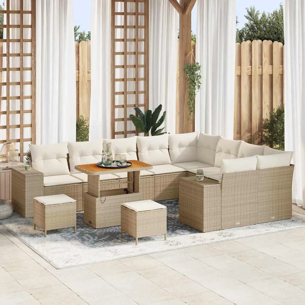 Kerti Kanapé Szett 12 pcs Beige és krém 90 x 55 x 71 cm