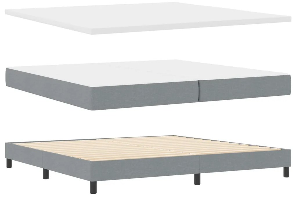 vidaXL Boxspring Ágy Mattal & LED Fénnyel Szürke 200x200 cm Szövet