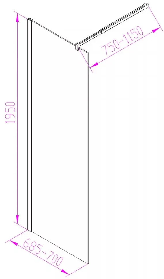Walker 70x195 cm Walk in zuhanyfal