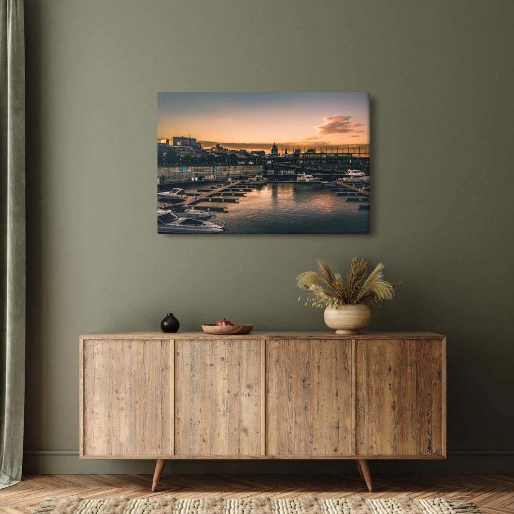 Kép - kikötő város (90x60 cm)