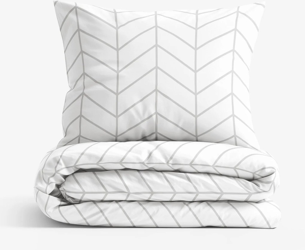 Goldea pamut ágyneműhuzat - szürke cikkcakk fehéren 140 x 200 és 70 x 90 cm