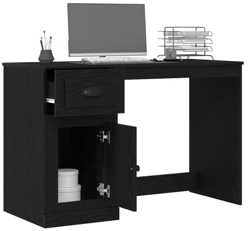 Tárolós Asztal Fekete tölgy 50x115x75 cm Forgácslap