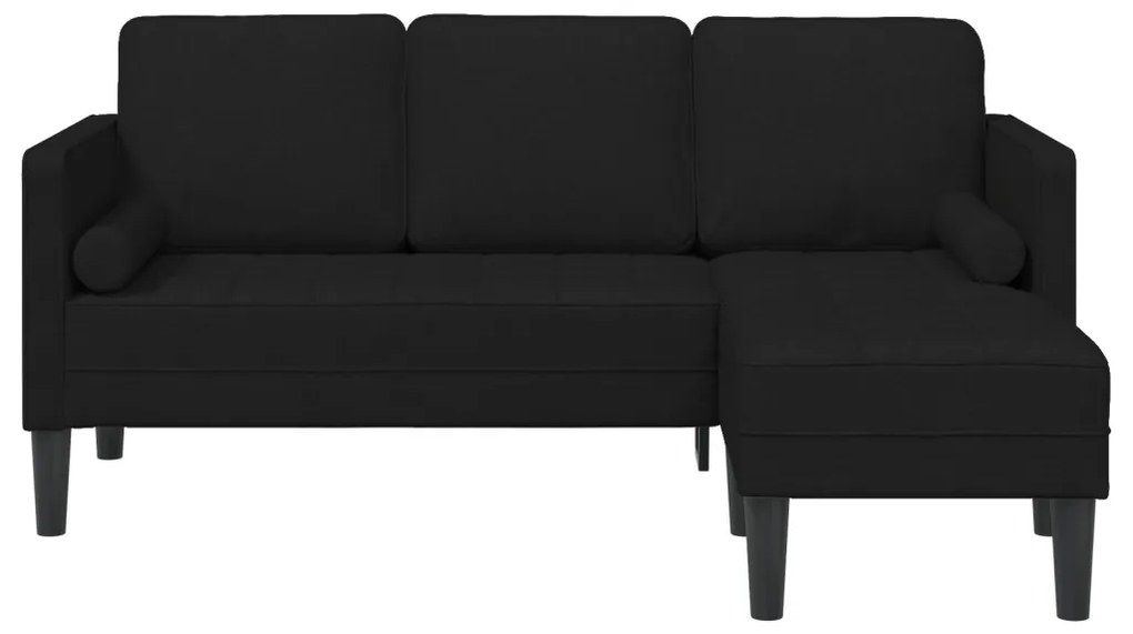 3 személyes L-alakú kanapé Fekete 160 cm Szövet