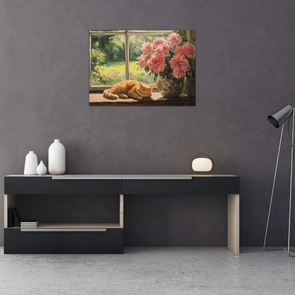 Kép - Macska az ablakban (70x50 cm)