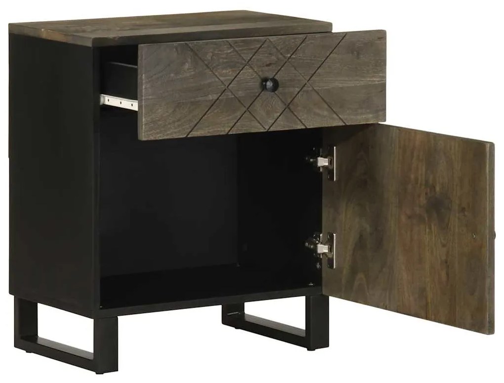 fekete tömör mangófa éjjeliszekrény 50 x 33 x 60 cm