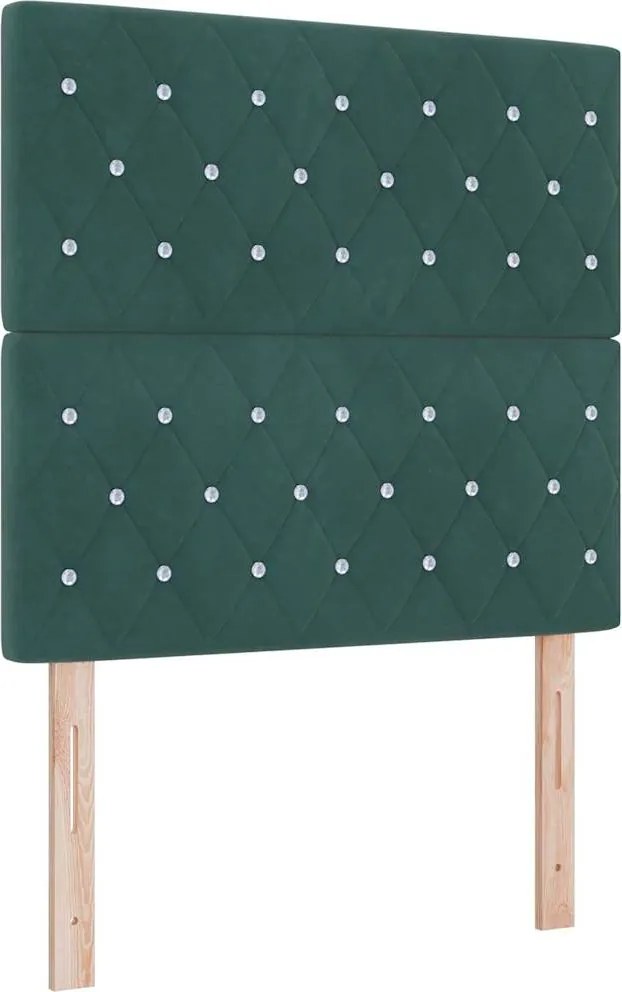 vidaXL LED ágytámla LED -es lámpákkal Sötétzöld 100 cm Poliészter