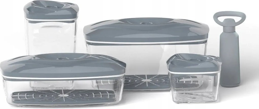 Szett: 4 db SeeYoo Dafi ételtároló doboz Szürke pumpa
