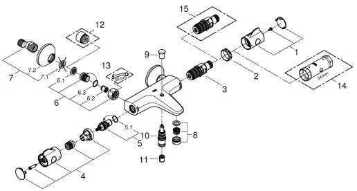 GROHE 34567000 - GROHTHERM 800 termosztátos kádcsaptelep DN 15, fényes króm