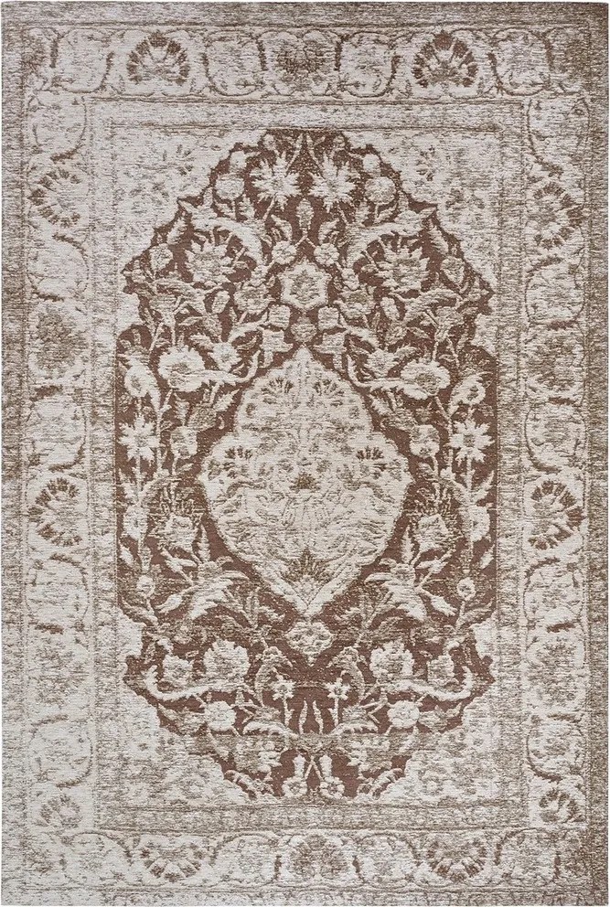 Szőnyeg nappaliba 120x180 cm, lapos szövésű, klasszikus barna zsenília mintás