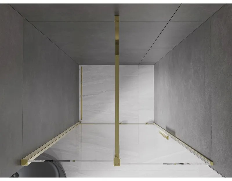 Mexen Velar, nyitható tolóajtó 120x200 cm, 8mm átlátszó üveg, arany fényes, 871-120-000-01-50