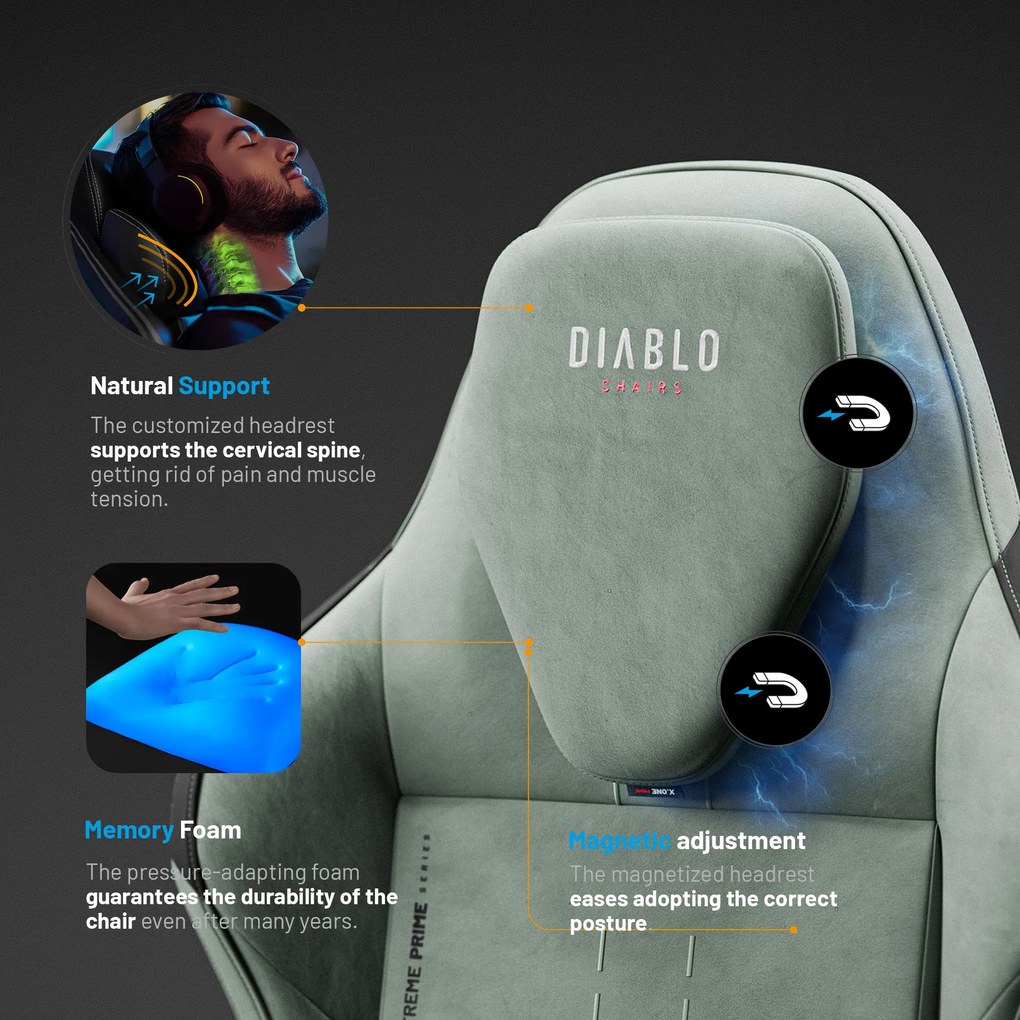 Zöld gamer szék Diablo X.ONE Prime Ghotic Green