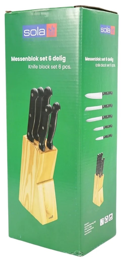 SOLA KNIFE késkészlet fa blokkban, 6 db