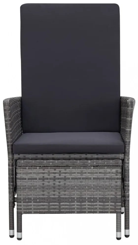 szürke dönthető háttámlás polyrattan kerti szék párnákkal