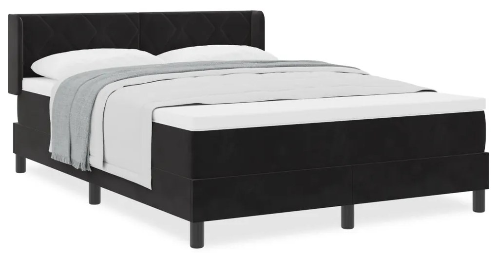Box Spring Ágy Matrac Készlettel Fekete 140x200 cm Bársonyos