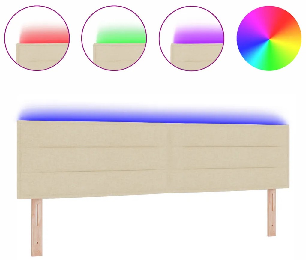LED ágytámla LED -es lámpákkal Krém 180 cm Poliészter