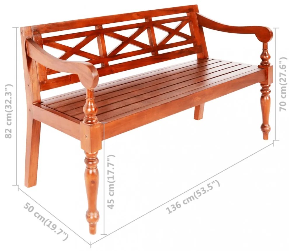 sötétbarna tömör mahagóni Batavia pad 136 cm