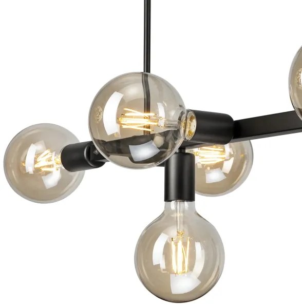 Csillár rúdon ASTRID 8xE27/60W/230V fekete