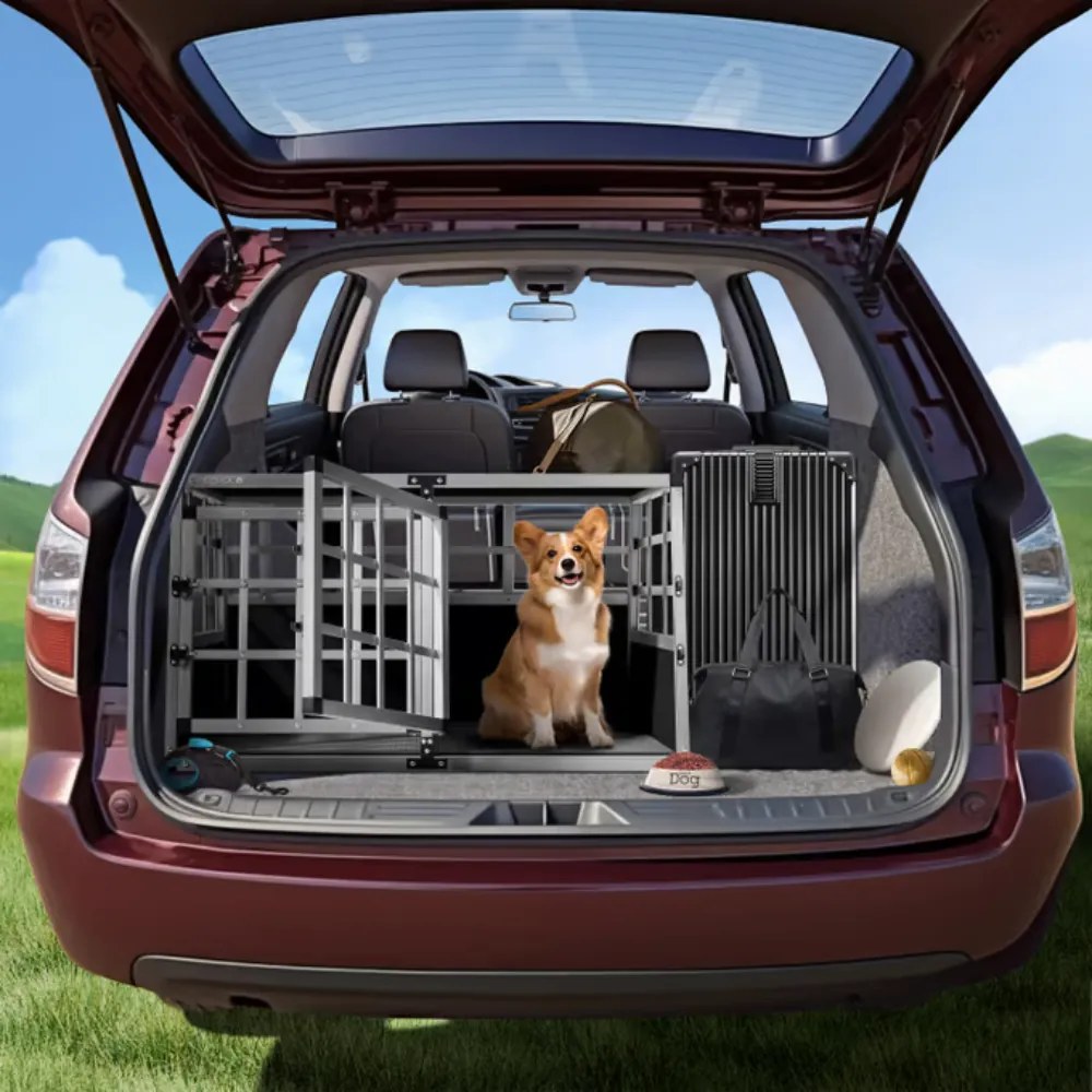 BRUNO kutyaszállító box, 89x70x51cm, ezüst/fekete Cadoca