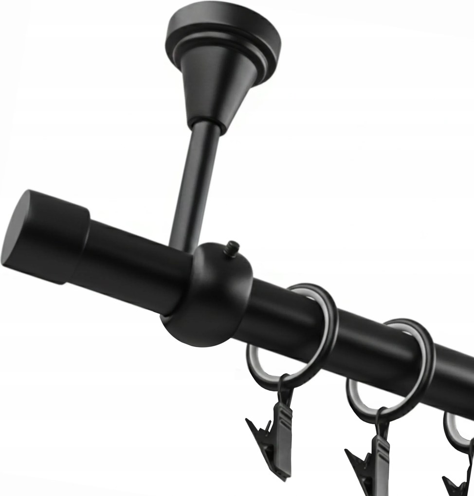 Mennyezeti Függönykarnis Fém szimpla 19 mm fekete matt Luna 160 cm