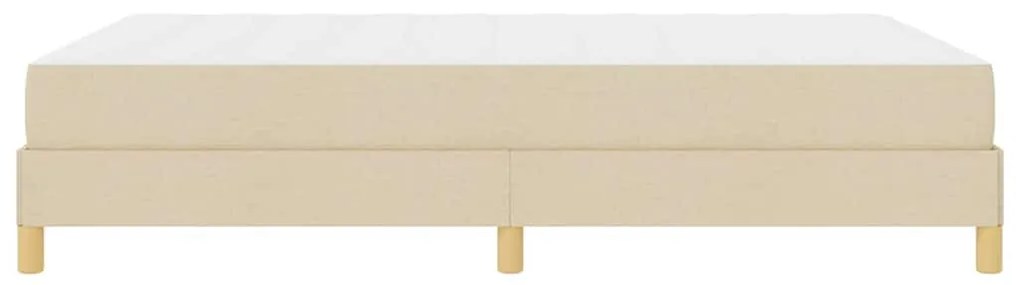 Boxrugós ágy Krém és barna 140 x 200 cm Textil és mérnöki fa