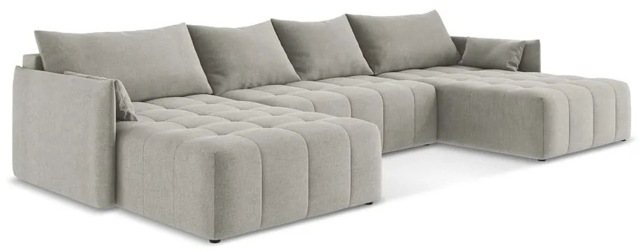 Világosszürke kinyitható-tárolóhelyes (U alakú) sarokkanapé Moku – Makamii