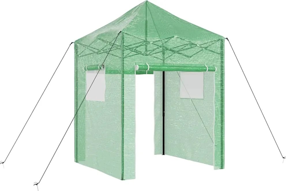vidaXL Üvegház pop-up kerettel tetővel Zöld 200 x 200 x 300 cm Vas