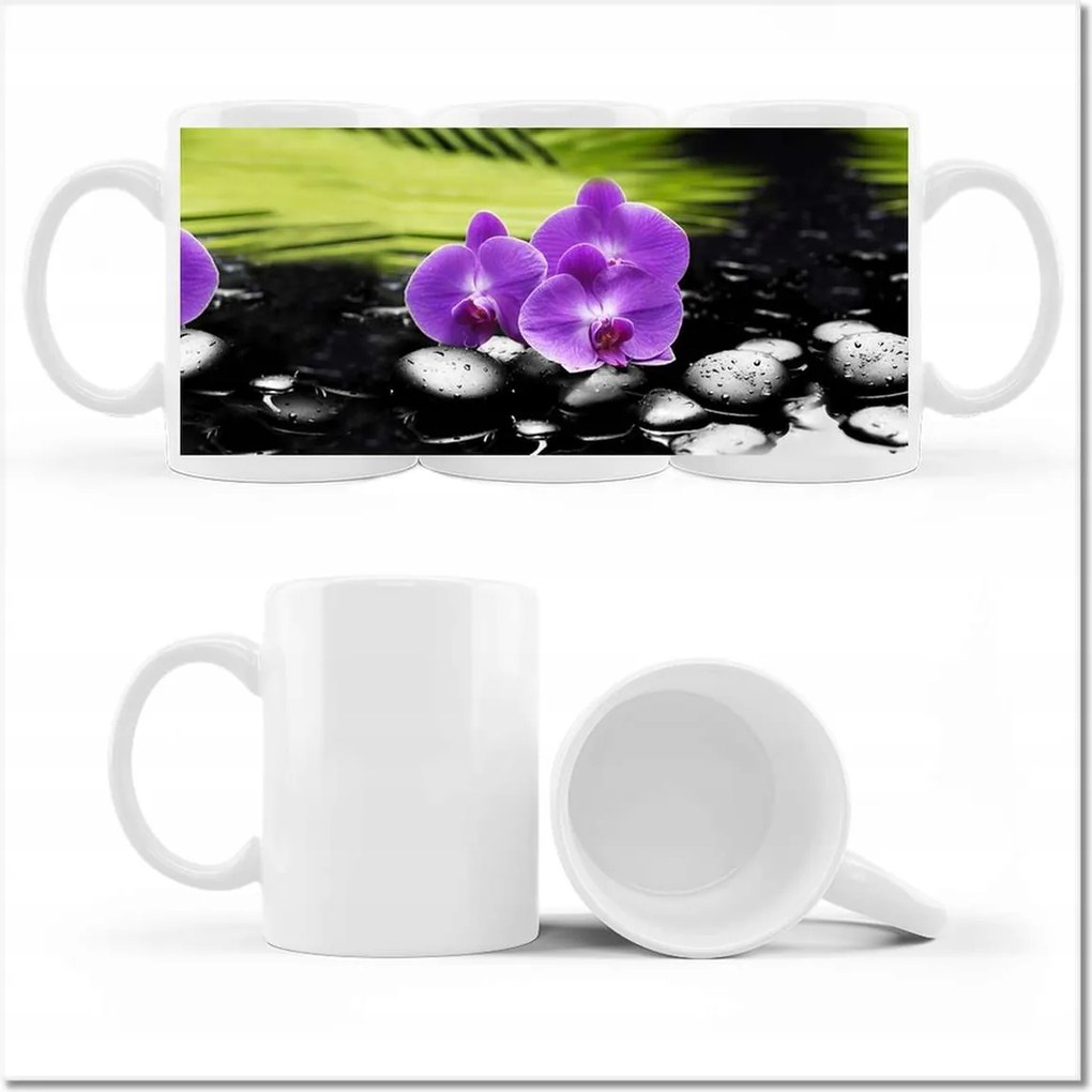 Orchideák a köveken feliratos bögre