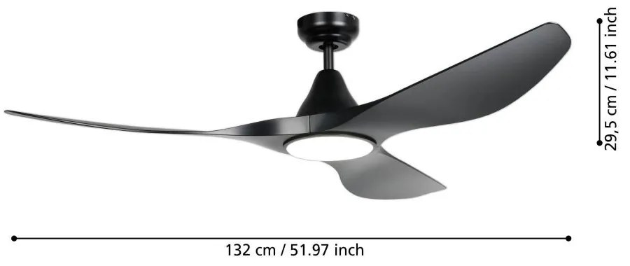 Eglo Portsea 35114 távirányítós ventilátoros mennyezeti lámpa, 19W LED, 3000K-4000K-5000K, 2100-2300-2200 lm