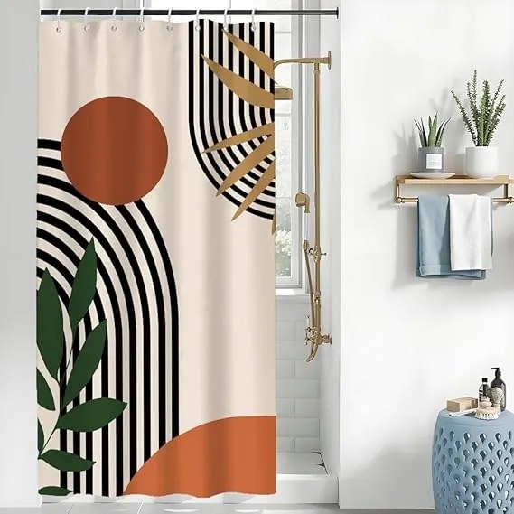 Zuhanyfüggöny Terrakotta Színekben Poliészter Modern 120X180CM