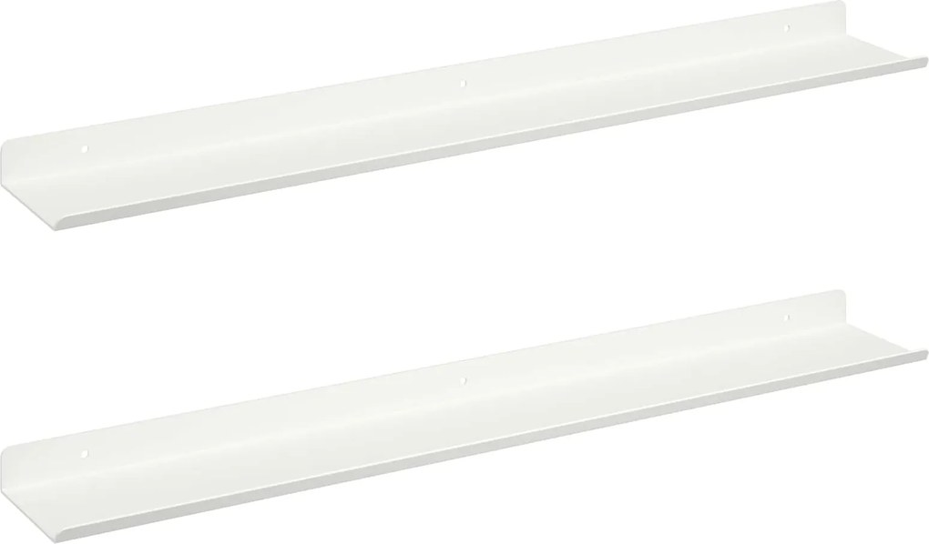 vidaXL Lebegő polc Falra szerelhető 2 pcs Fehér 60 x 9 x 2,5 cm Acél