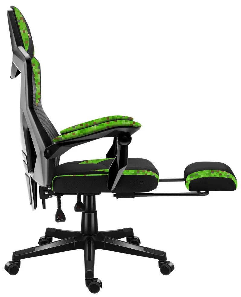 Gamer szék lábtartó, lélegző anyag, ergonómikus kartámaszok, pixel