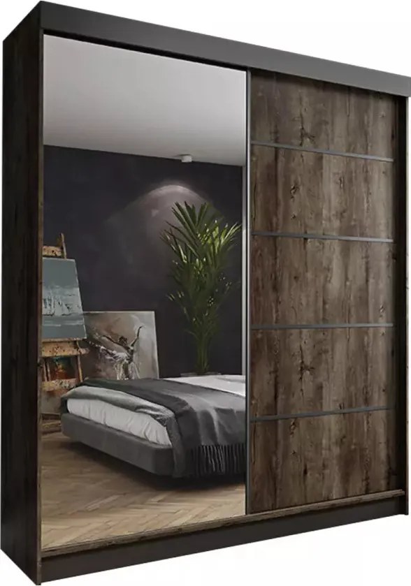 Amo 150 Tolóajtós Szekrény 150cm, Szürke Hamu