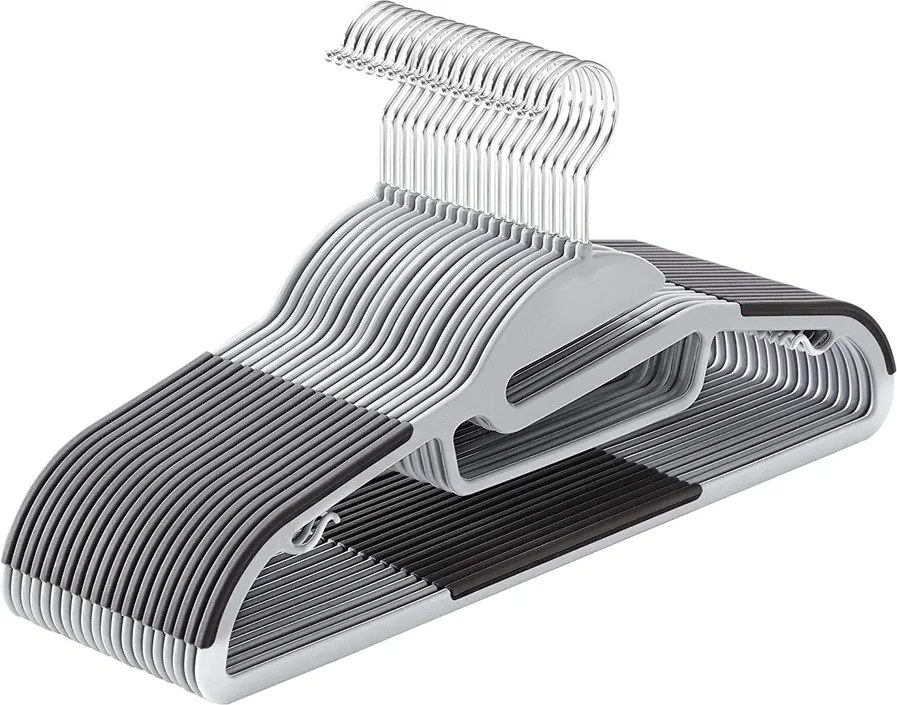 20 db-os vállfák, prémium műanyag ruhaakasztók, világos és sötétszürke