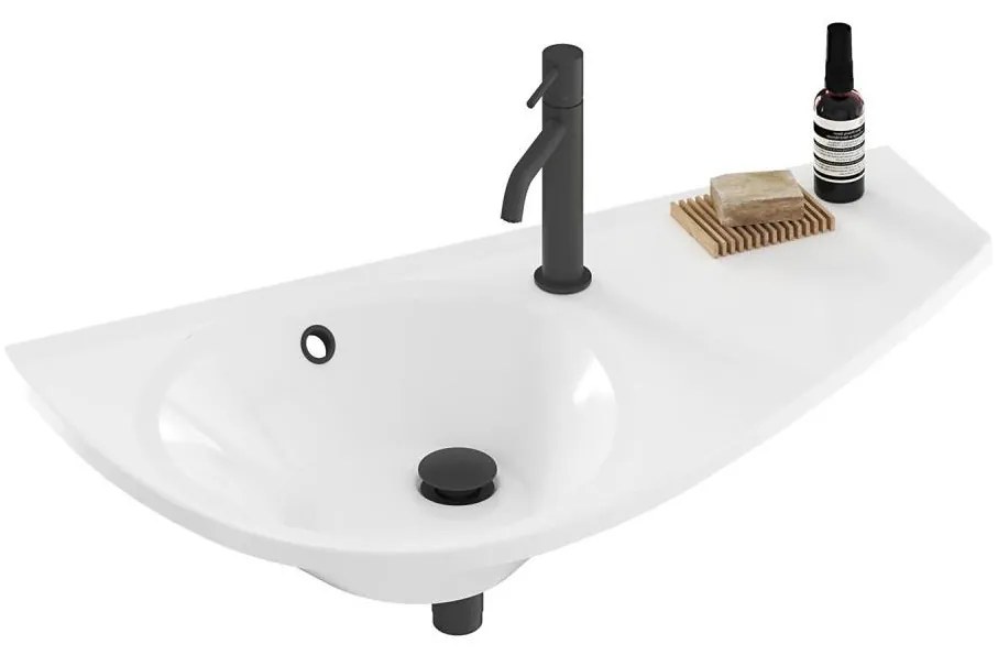 Ravak XJ1P1100000 - Falra szerelhető AVOCADO mosdó 85x45 cm öntött műmárvány/fehér