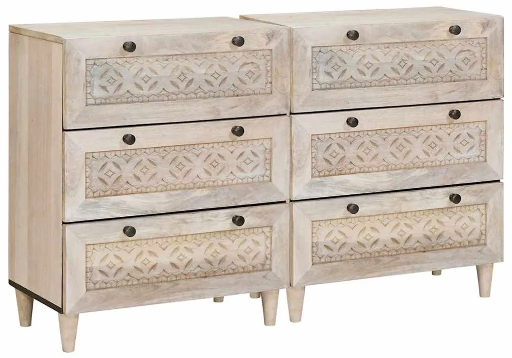 Széf 2 pcs Fehér 60 x 33 x 75 cm tömör mangófa